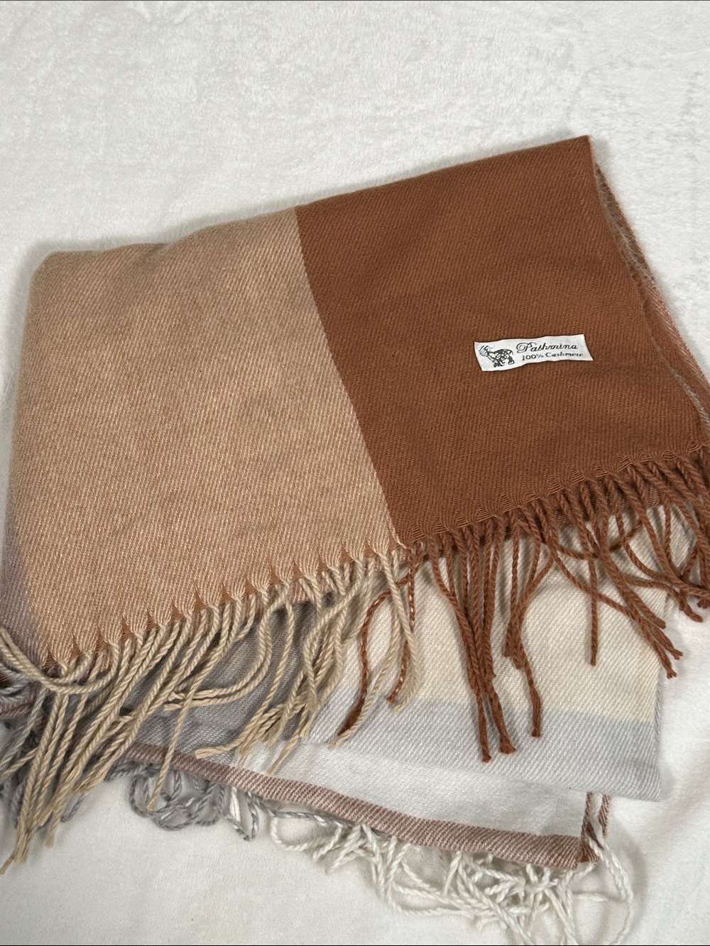 Pashmina Cashmere Scarf in Warm Camel